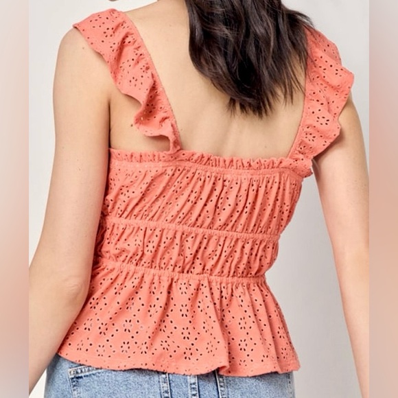 Francesca’s Blue Rain Eyelet Square Neck Tank Top - Picture 3 of 10